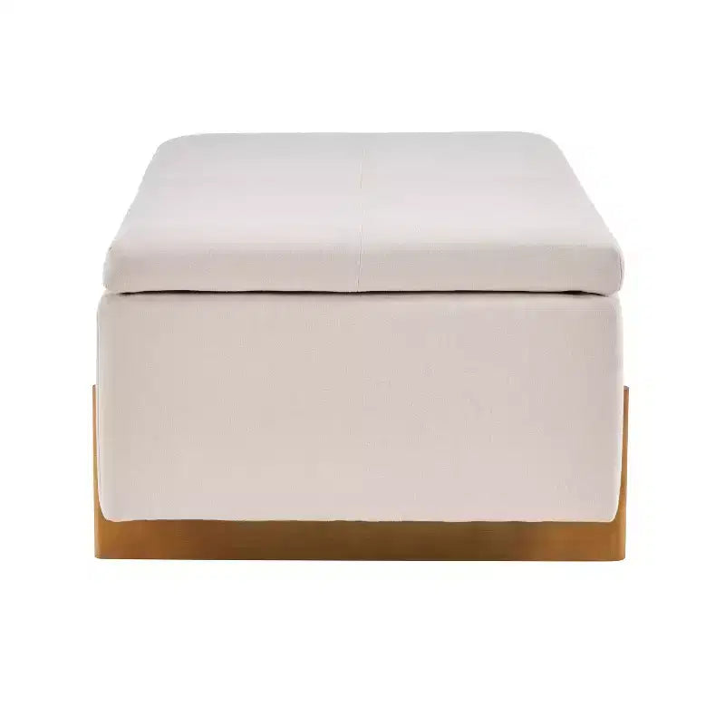 Banc de rangement ottoman rembourré moderne avec couvercle à charnière