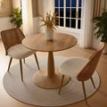 Table de salle à manger moderne ronde à pied central avec finition grain de bois