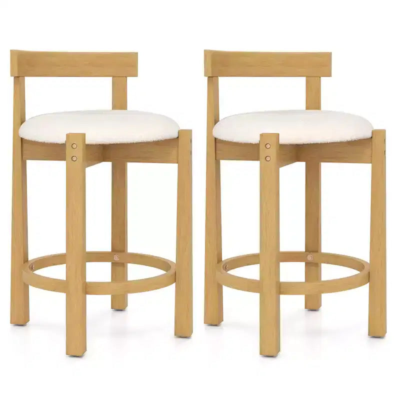Costway 24 Counter Height Bar Stools Set of 2/4 with Backrests and Footrests for Dining Room