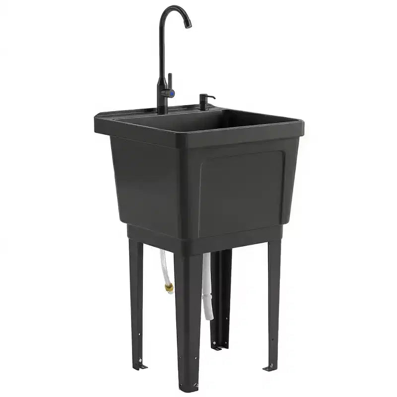 Portable Utility Sink Laundry Tub, Freestanding Laundry Sink with Faucet Soap Dispenser Hoses