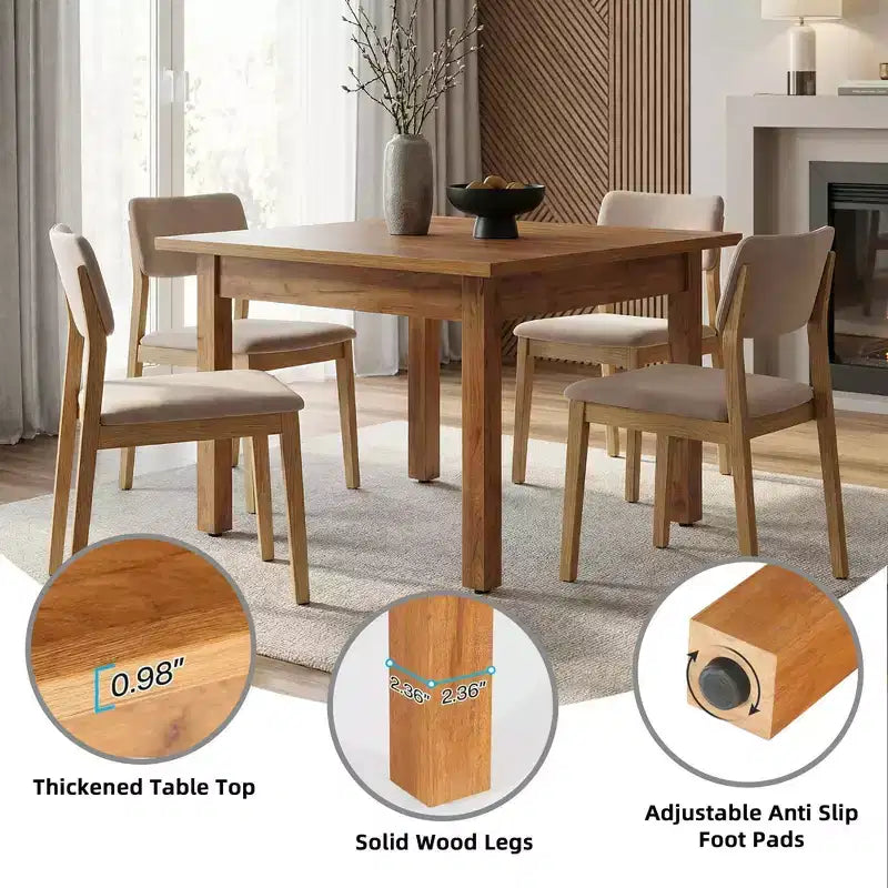Table à manger de ferme carrée de 39,4 pouces, bureau à domicile facile à assembler