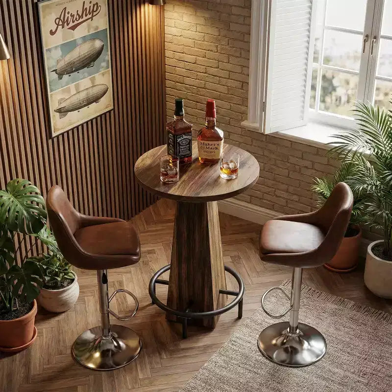 Table de cocktail ronde de 23,7 pouces, table de bar pour la maison et le bureau