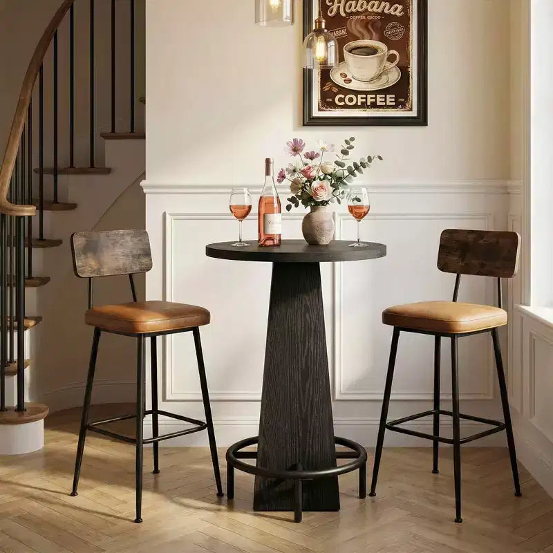 Table de cocktail ronde de 23,7 pouces, table de bar pour la maison et le bureau