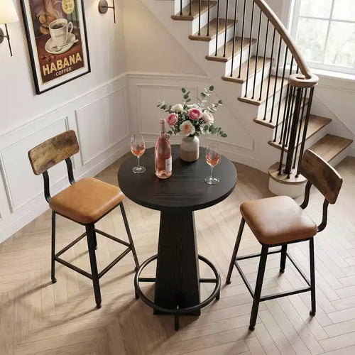 MAYEERTY 23.7 Round Cocktail Pub Table, Space-Saving Modern Rustic Table for Home Bar & Office Lounge, Anti-Wobble Stable Design