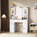 Garvee 41 Vanity Desk with Mirror&Lights, Makeup Vanity with 6 Drawers, Storage Shelves, RGB Cabinets& 3 Adjustable Brightness for Women Girls