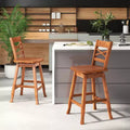 Tabouret de bar pivotant en bois d'hévéa de 24/30 pouces avec dossier incliné Noyer