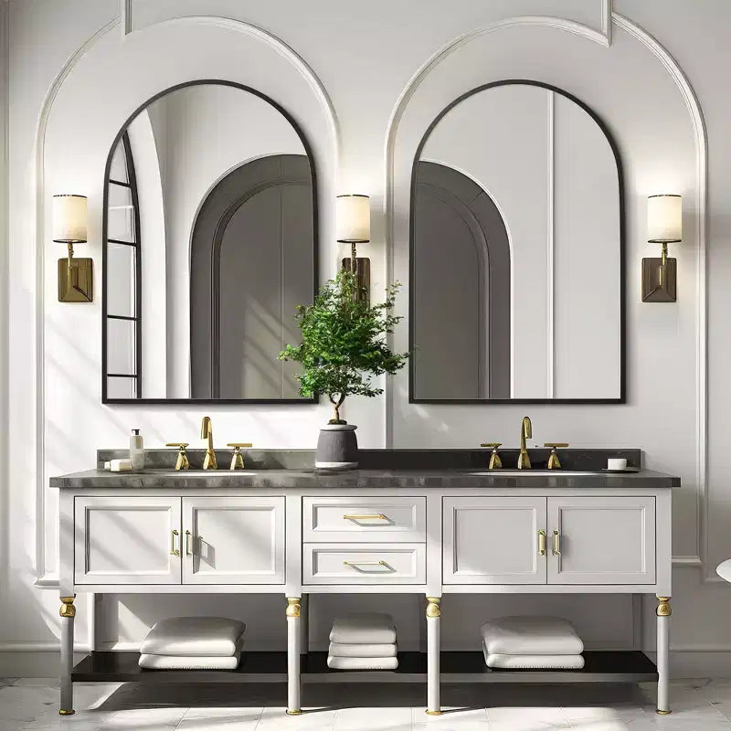 Dovelina Modern Arch Metal Wall Mirror Bathroom Vanity Mirror (Set of 2)