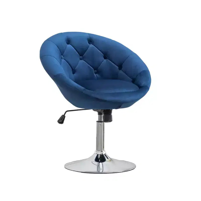 Fauteuil d'appoint pivotant, dossier capitonné en velours, bleu