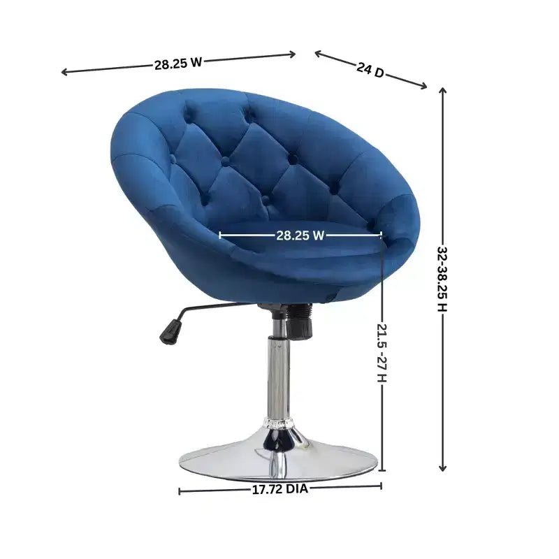 Fauteuil d'appoint pivotant, dossier capitonné en velours, bleu