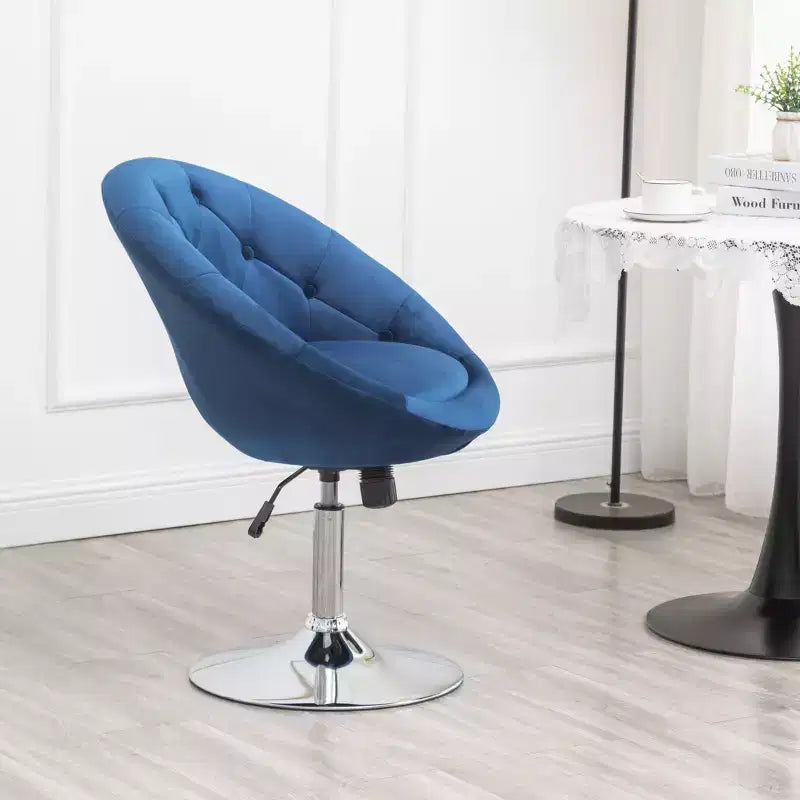 Fauteuil d'appoint pivotant, dossier capitonné en velours, bleu