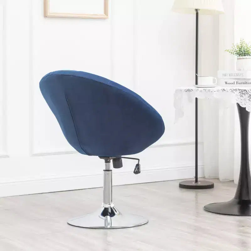 Fauteuil d'appoint pivotant, dossier capitonné en velours, bleu