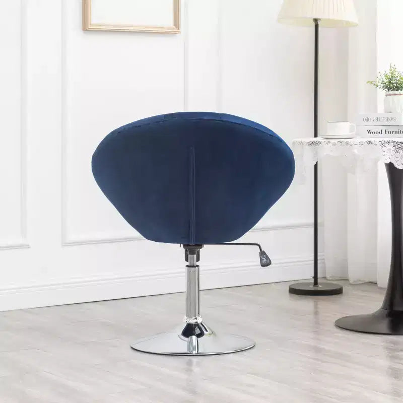 Fauteuil d'appoint pivotant, dossier capitonné en velours, bleu