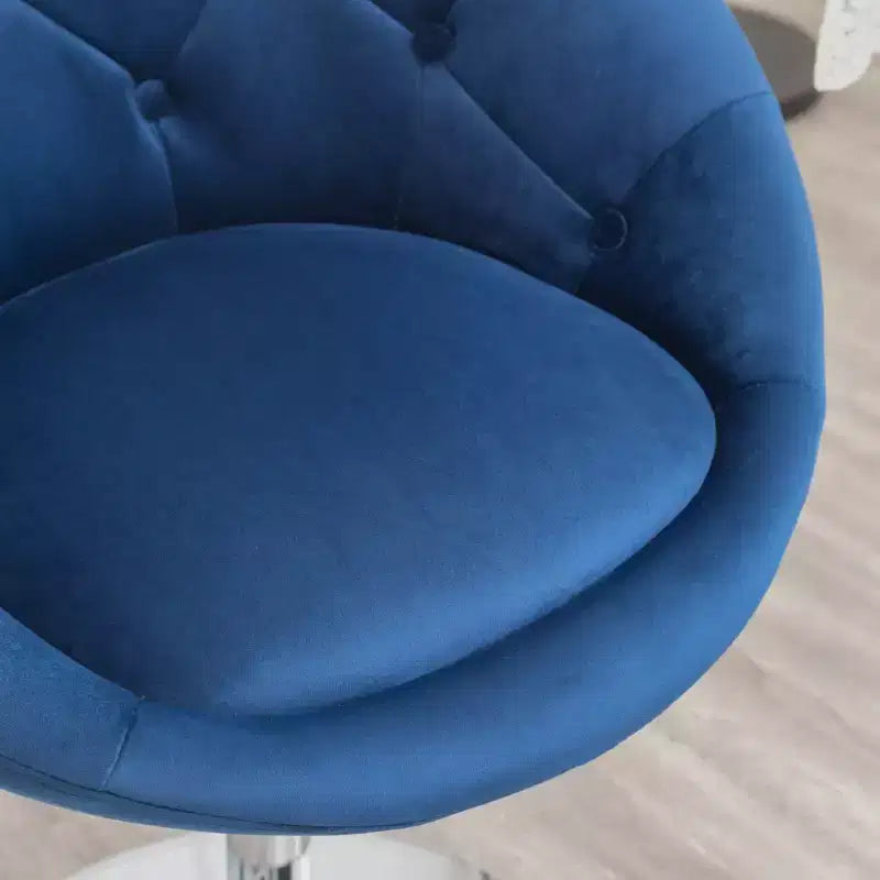 Fauteuil d'appoint pivotant, dossier capitonné en velours, bleu