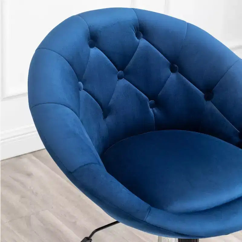 Fauteuil d'appoint pivotant, dossier capitonné en velours, bleu