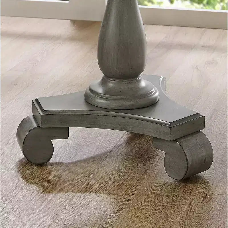Table d'appoint ronde sur pied en bois, grise