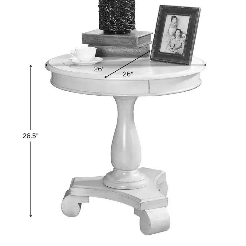 Table d'appoint ronde sur pied en bois, grise